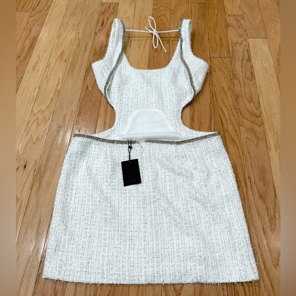NBD Kenzie Mini Dress in White Tweed Metallic REVOLVE size L - Picture 9 of 12